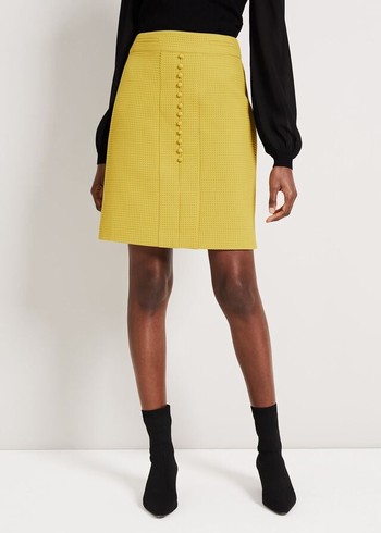 Phase Eight Skye Textured Skirts Mustard Canada | VUAJKY-412